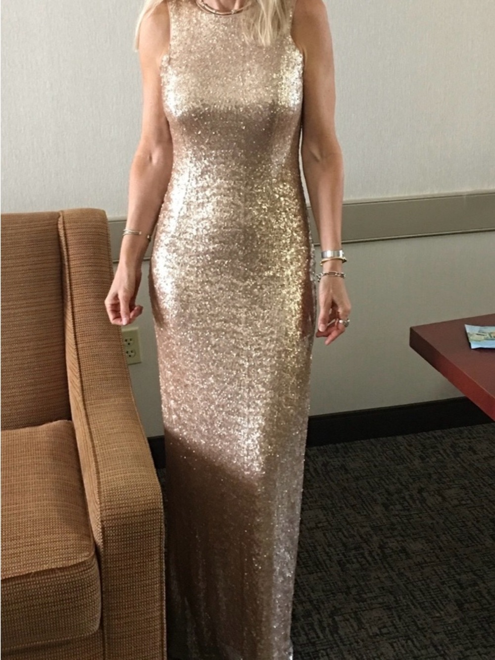 Emerald Sundae Gold Sequin Maxi Dress